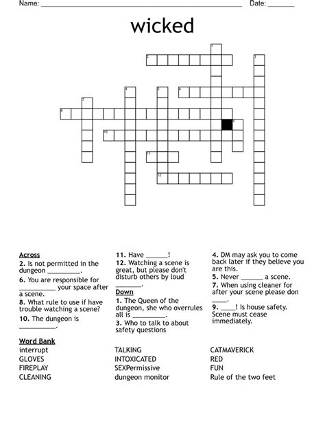 evil wicked crossword clue